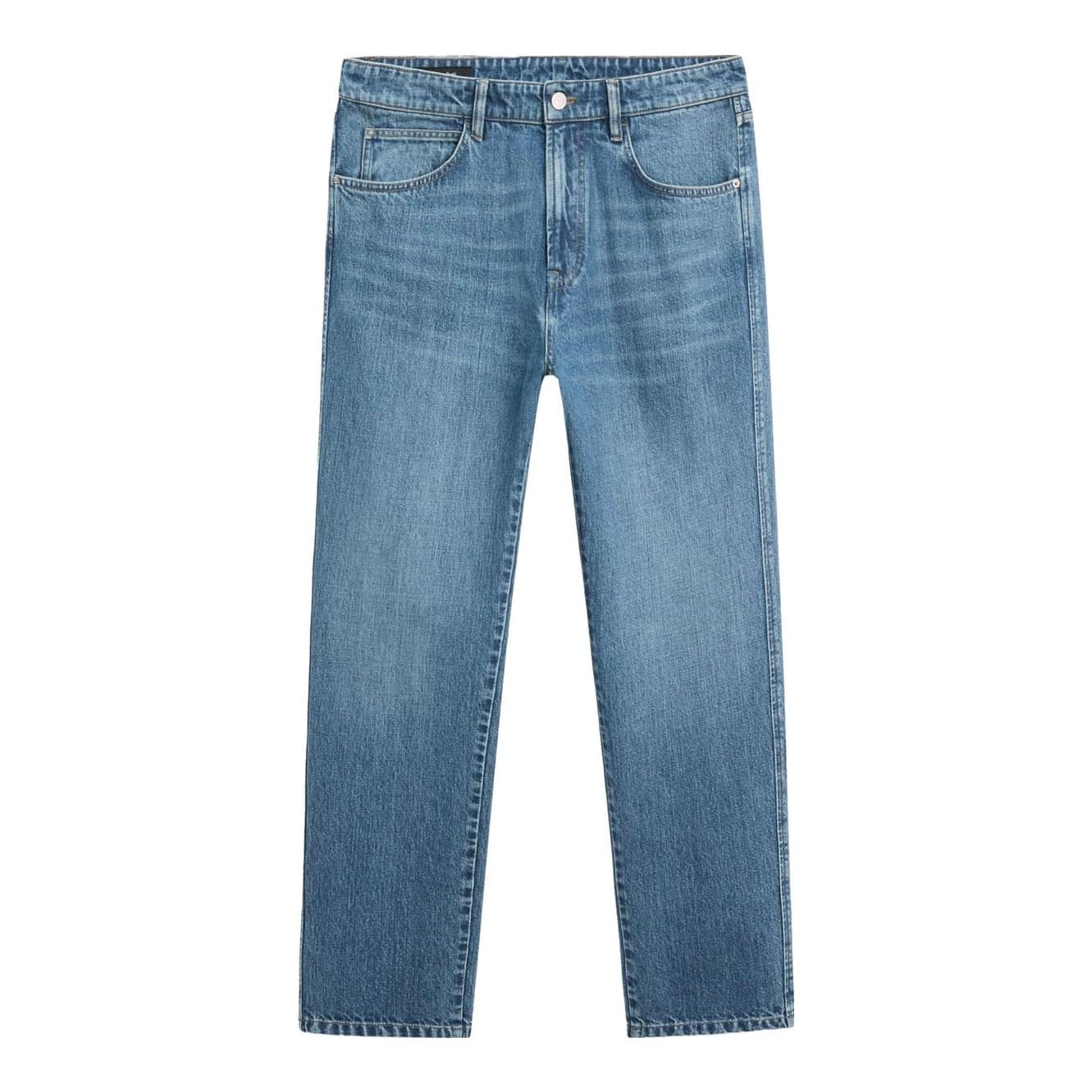 Tapered Fit Jeans with Five-Pocket Design